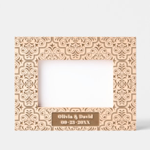 Damask pattern names and date wedding engraved frames