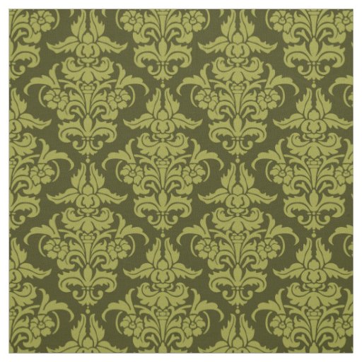Damask Pattern - Olive on Dark Olive Fabric