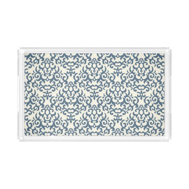 Damask pattern on gradient background 2 acrylic tray (Front)