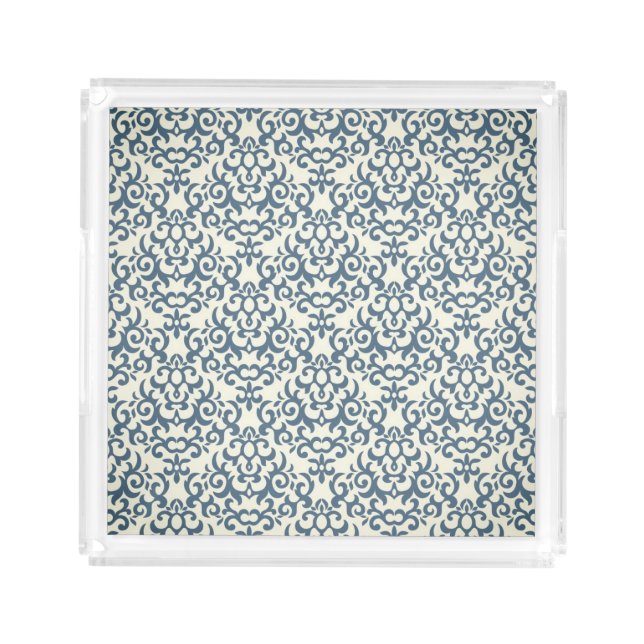 Damask pattern on gradient background 2 acrylic tray (Front)
