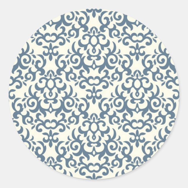 Damask pattern on gradient background 2 classic round sticker (Front)