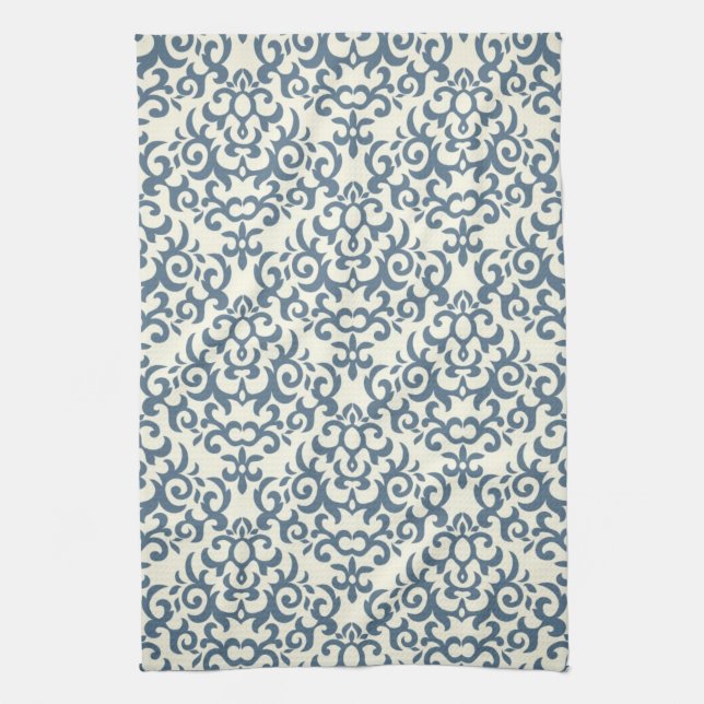 Damask pattern on gradient background 2 kitchen towel (Vertical)