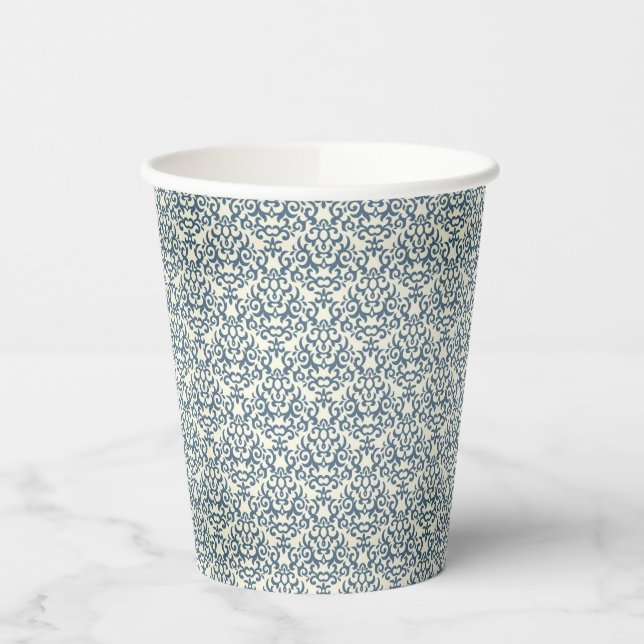 Damask pattern on gradient background 2 paper cups (Left)