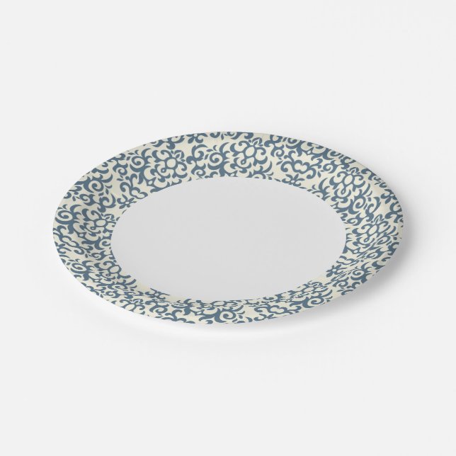 Damask pattern on gradient background 2 paper plates (Angled)