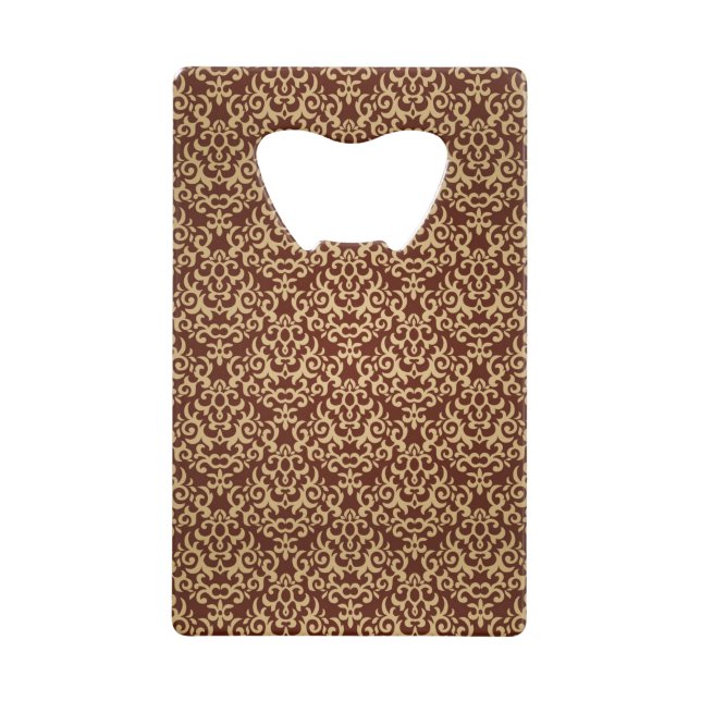 Damask pattern on gradient background credit card bottle opener (Front)