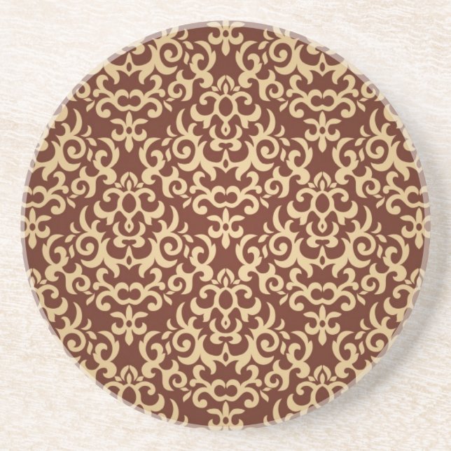 Damask pattern on gradient background drink coaster (Front)