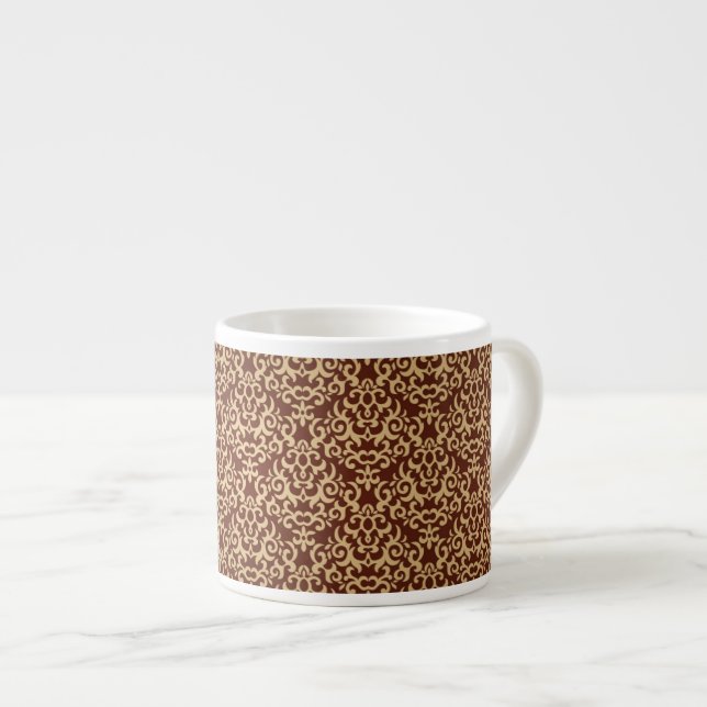 Damask pattern on gradient background espresso cup (Front Right)