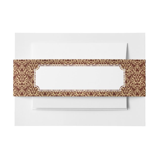 Damask pattern on gradient background invitation belly band (Front Example)