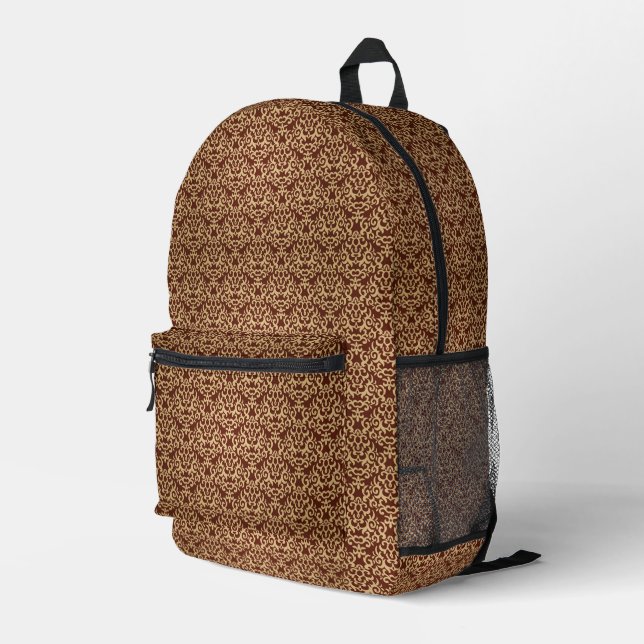 Damask pattern on gradient background printed backpack (Back Corner Right)