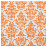 Damask Pattern - Orange on White Fabric