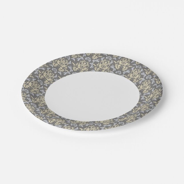 Damask pattern paper plates (Angled)