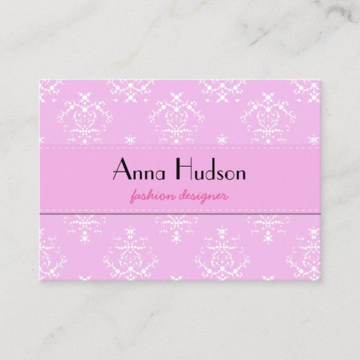 Customizable Venetian Ornament Antique Damask Pink, White Business Card Templates