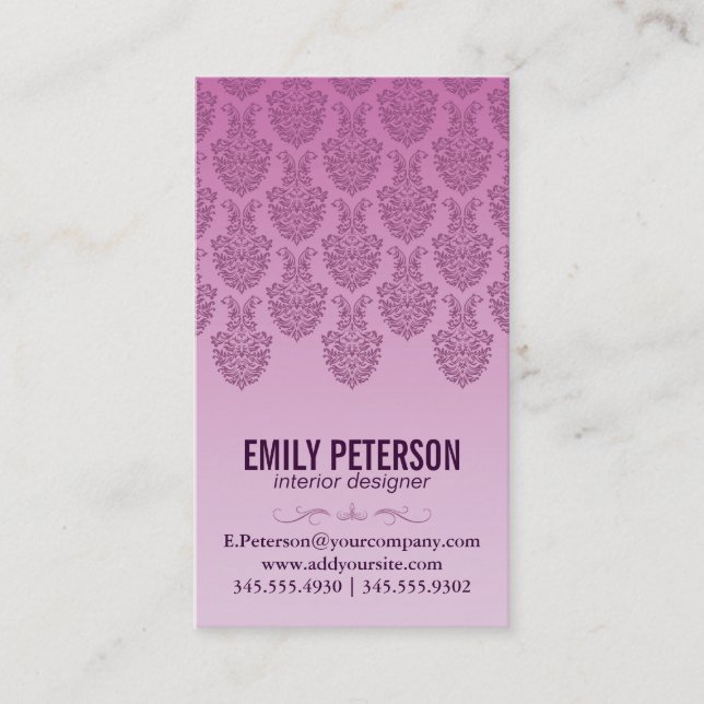 Damask Pattern (purple) Business Card (Front)