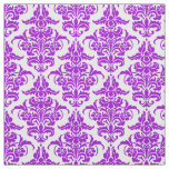 Damask Pattern -Purple on White Fabric