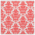 Damask Pattern - Red on White Fabric