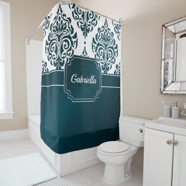 Damask Pattern Shower Curtain (In Situ)