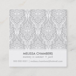 DAMASK PATTERN simple modern vintage mommy contact Calling Card