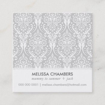 Damask Pattern Simple Modern Vintage Mommy Contact Calling Card by edgeplus at Zazzle