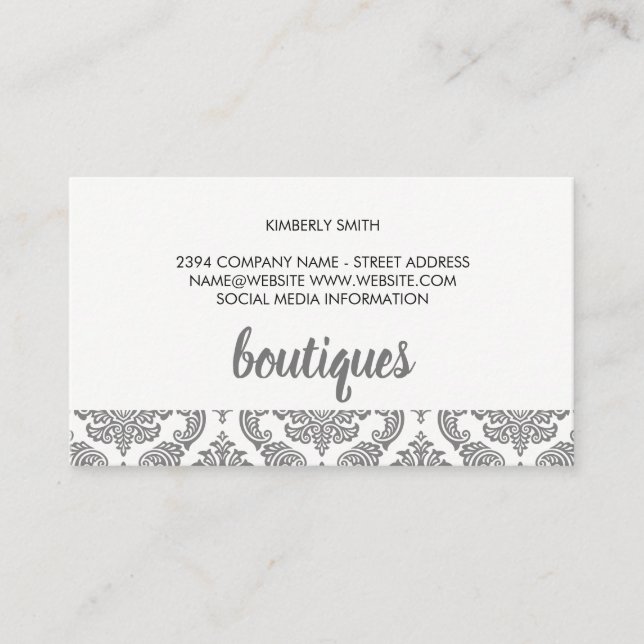 Damask Pattern Trim Business Card (Front)