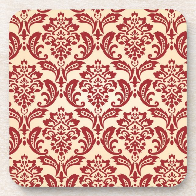 Damask pattern wallpaper beverage coaster (Front)