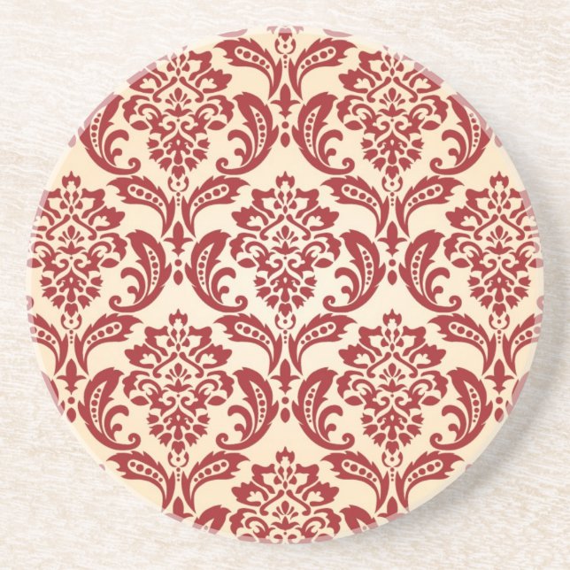 Damask pattern wallpaper drink coaster (Front)