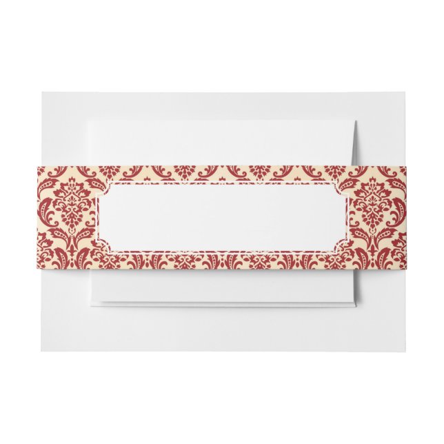 Damask pattern wallpaper invitation belly band (Front Example)