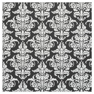 Damask Pattern - White on Black Fabric