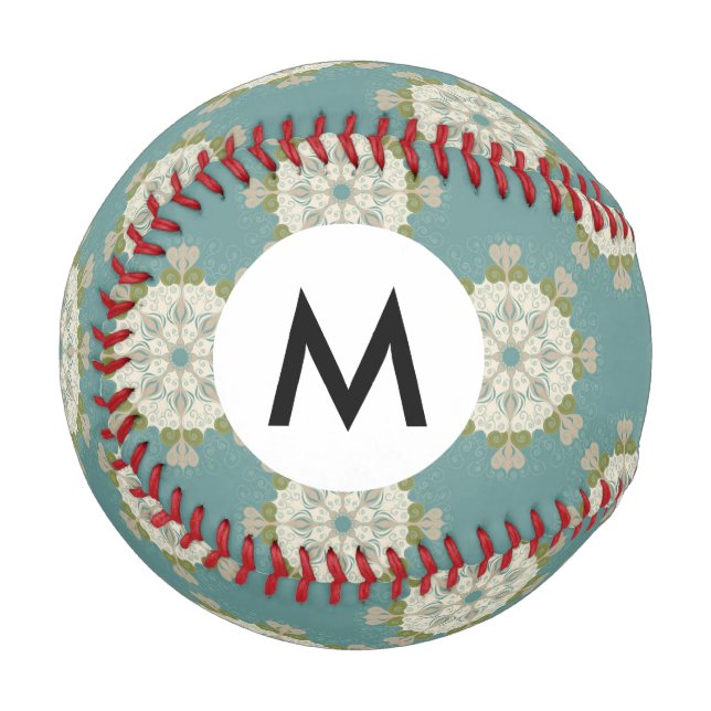 Damask pattern with abstract elements baseball (Front Left)