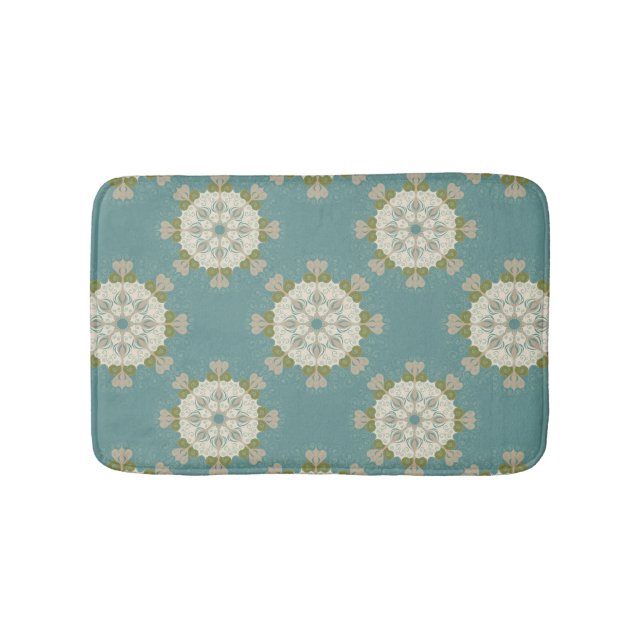 Damask pattern with abstract elements bathroom mat (Front)