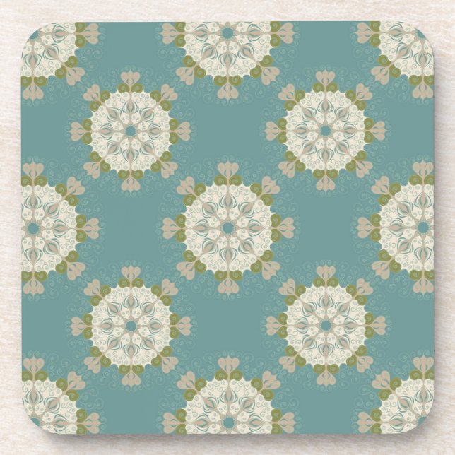 Damask pattern with abstract elements coaster (Front)
