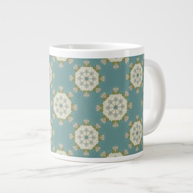 Damask pattern with abstract elements giant coffee mug (Front Right)