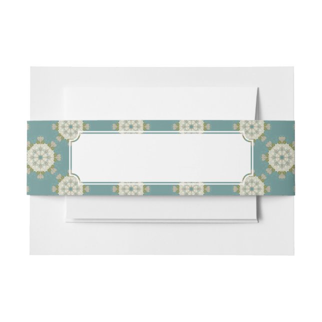 Damask pattern with abstract elements invitation belly band (Front Example)