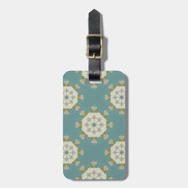 Damask pattern with abstract elements luggage tag (Front Vertical)