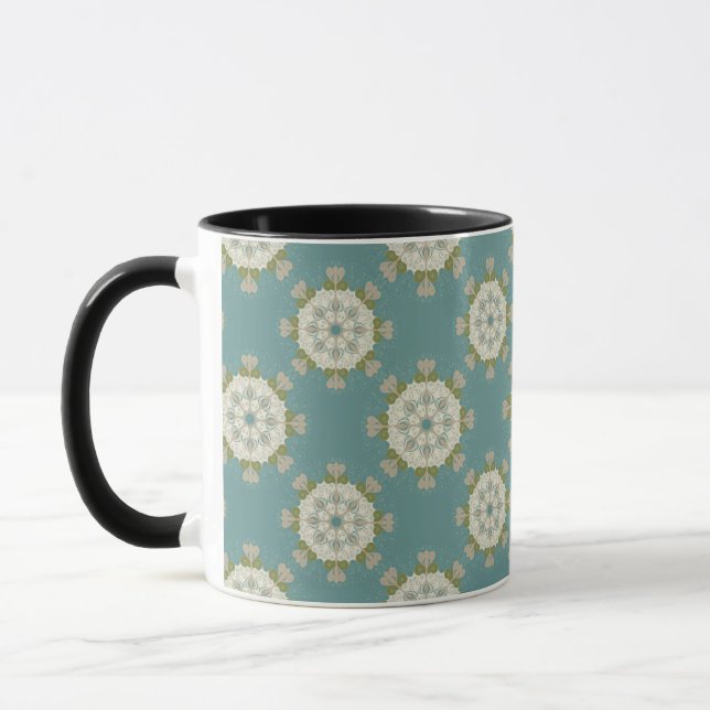 Damask pattern with abstract elements mug (Left)