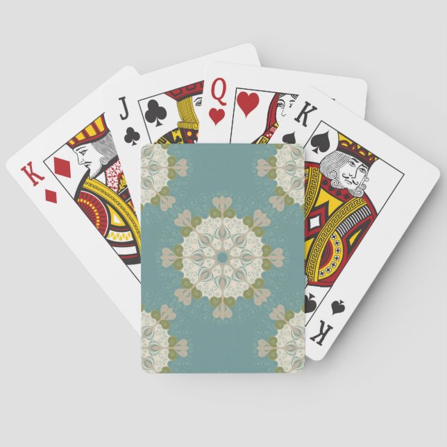 Damask pattern with abstract elements poker cards (Back)