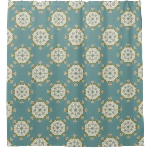 Damask pattern with abstract elements shower curtain (Front)