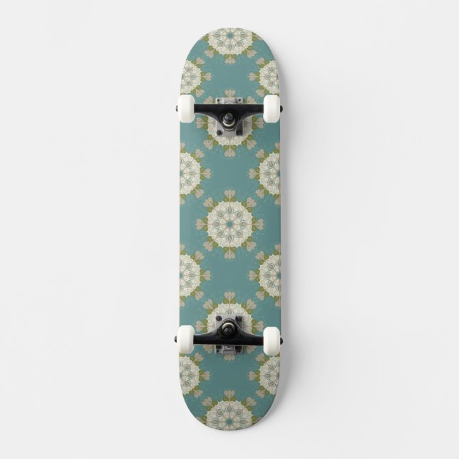 Damask pattern with abstract elements skateboard deck (Front)