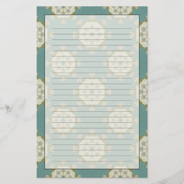 Damask pattern with abstract elements stationery (Front)