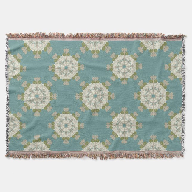 Damask pattern with abstract elements throw blanket (Front)
