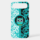 damask pattern with owl iPhone 4 case (Back)