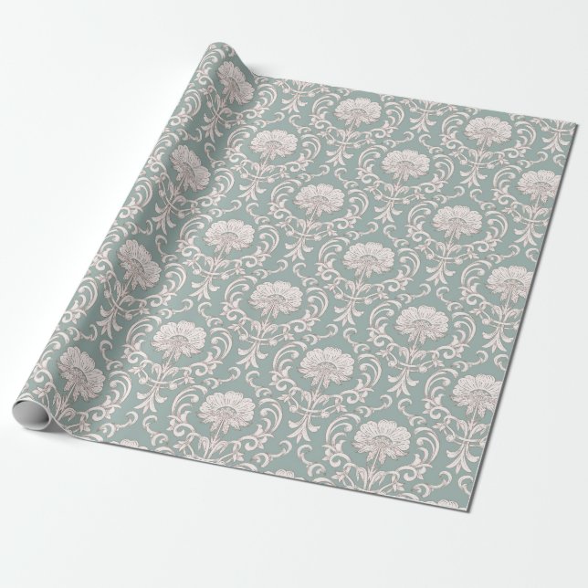 Damask pattern wrapping paper (Unrolled)
