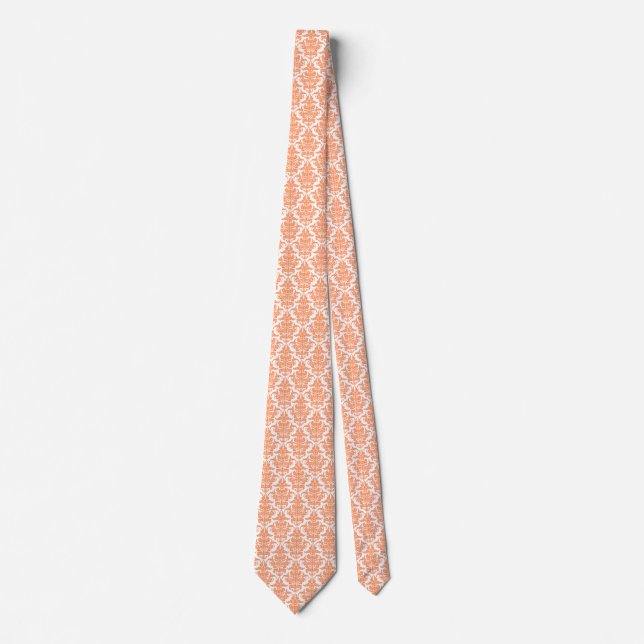 Damask - Peach on White Neck Tie (Front)