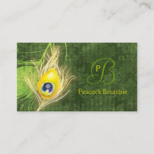 Damask Peacock Feather Professional Business Card