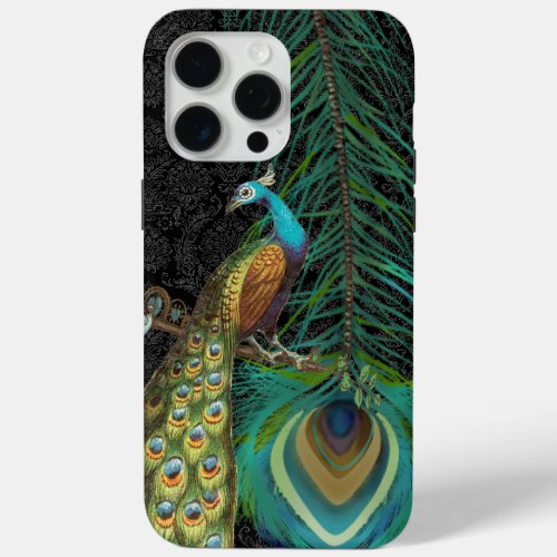 Damask Peacock  Feather You Choose Color iPhone 15 Pro Max Case