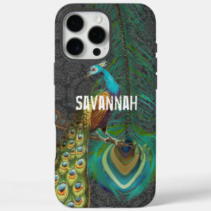 Damask Peacock & Feather You Choose Color iPhone 16 Pro Max Case
