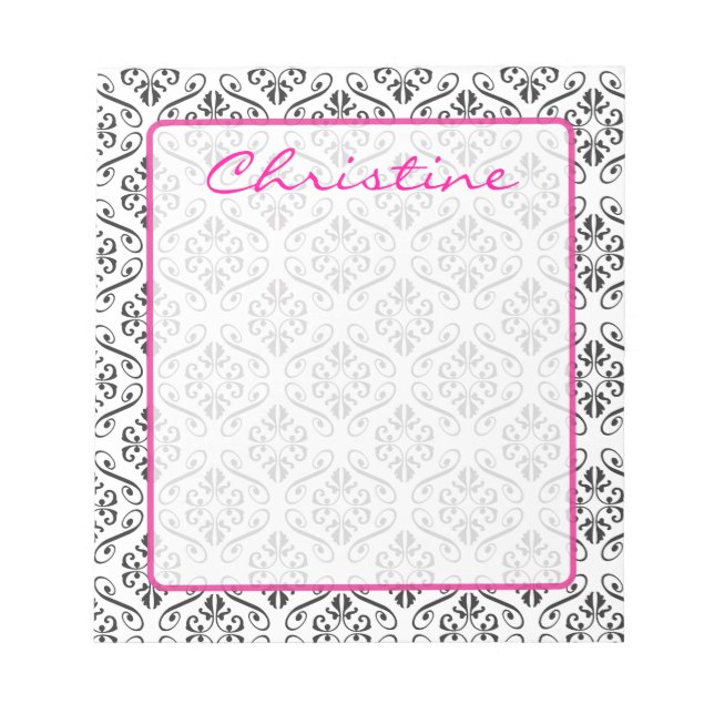 Damask Personalized Notepad (Front)