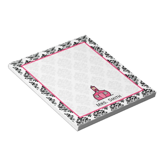 Damask Personalized Notepad for Teachers (Angled)