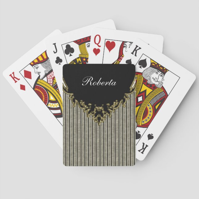 Damask Personalized Playing Cards (Back)