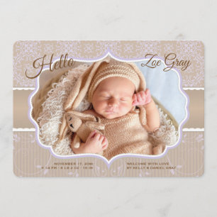 Damask Photo Birth Announcement