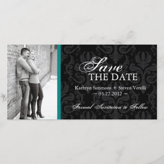 Damask Photo Save The Date Invitation